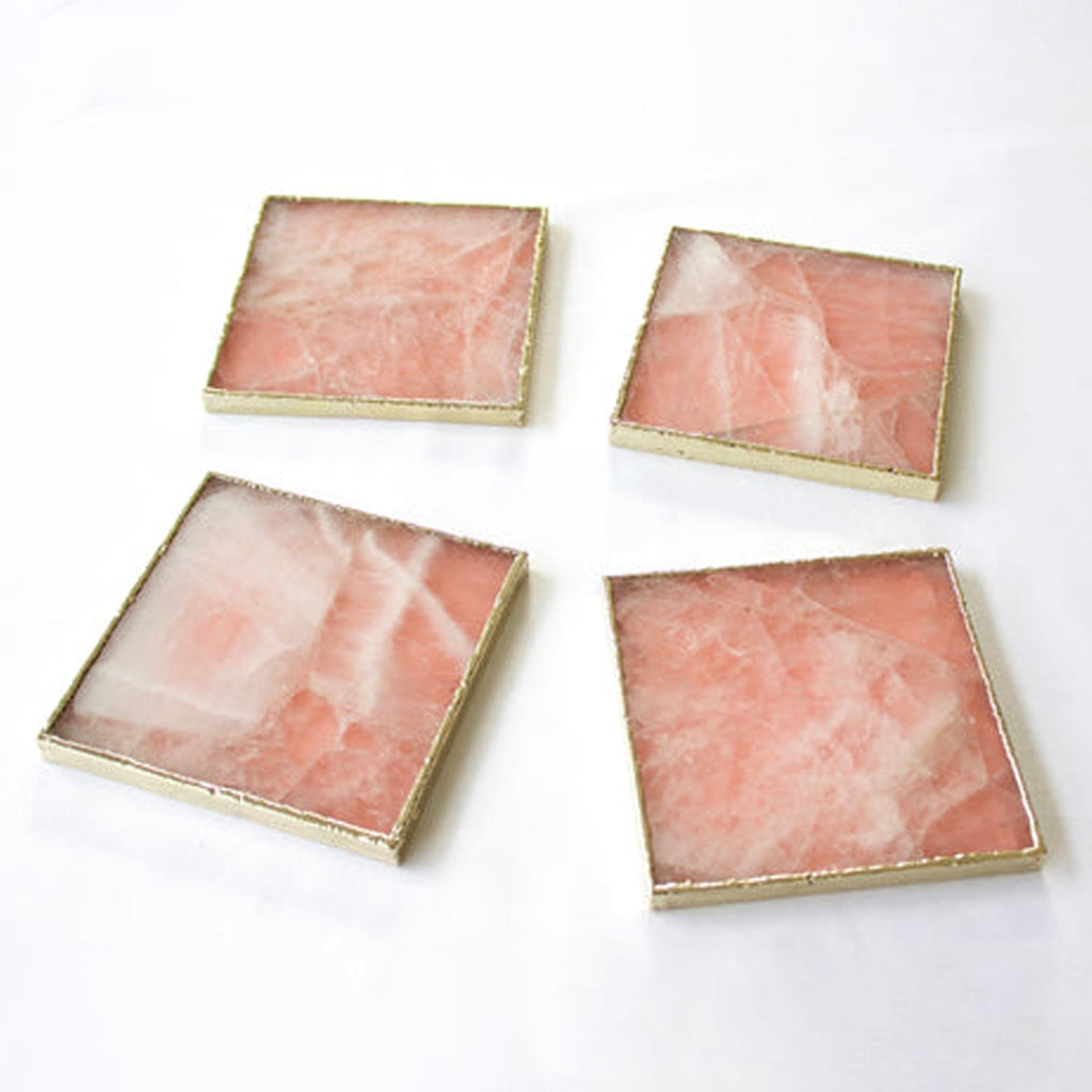 Rose Quartz Agate - Set of 4 Large Square Coasters | Personalised Momentos